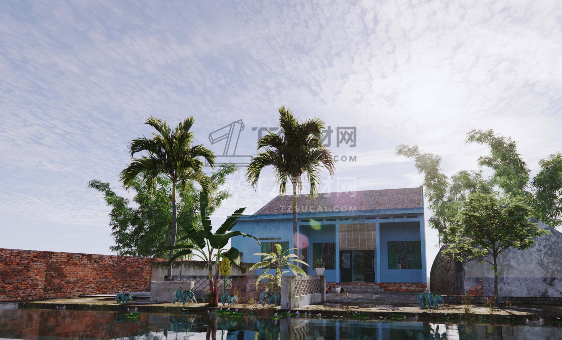 5351. Free Sketchup Exterior House Model Download by Thang Color.jpg
