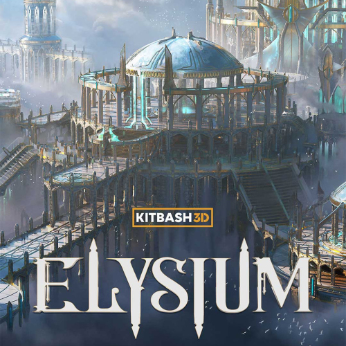 Kitbash3D-Elysium[极乐世界3d模型]空中神秘 精灵城堡 悬浮庭院1