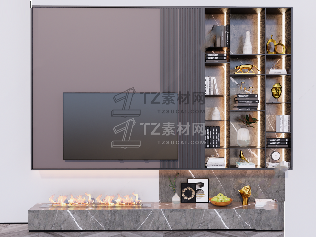 现代电视背景墙SU模型011.png