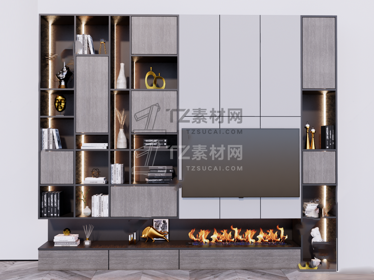 现代电视背景墙SU模型013.png