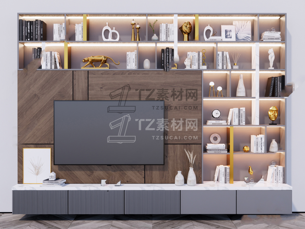 现代电视背景墙SU模型014.jpg