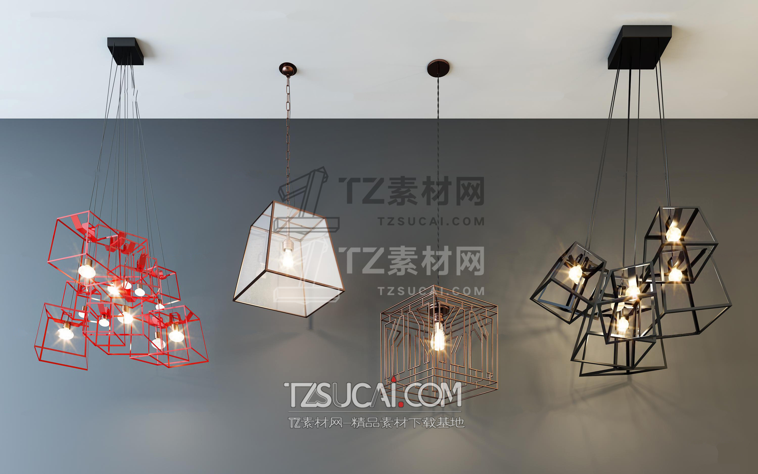 现代铁艺吊灯组合3D模型ID：345540_副本.jpg_maps
