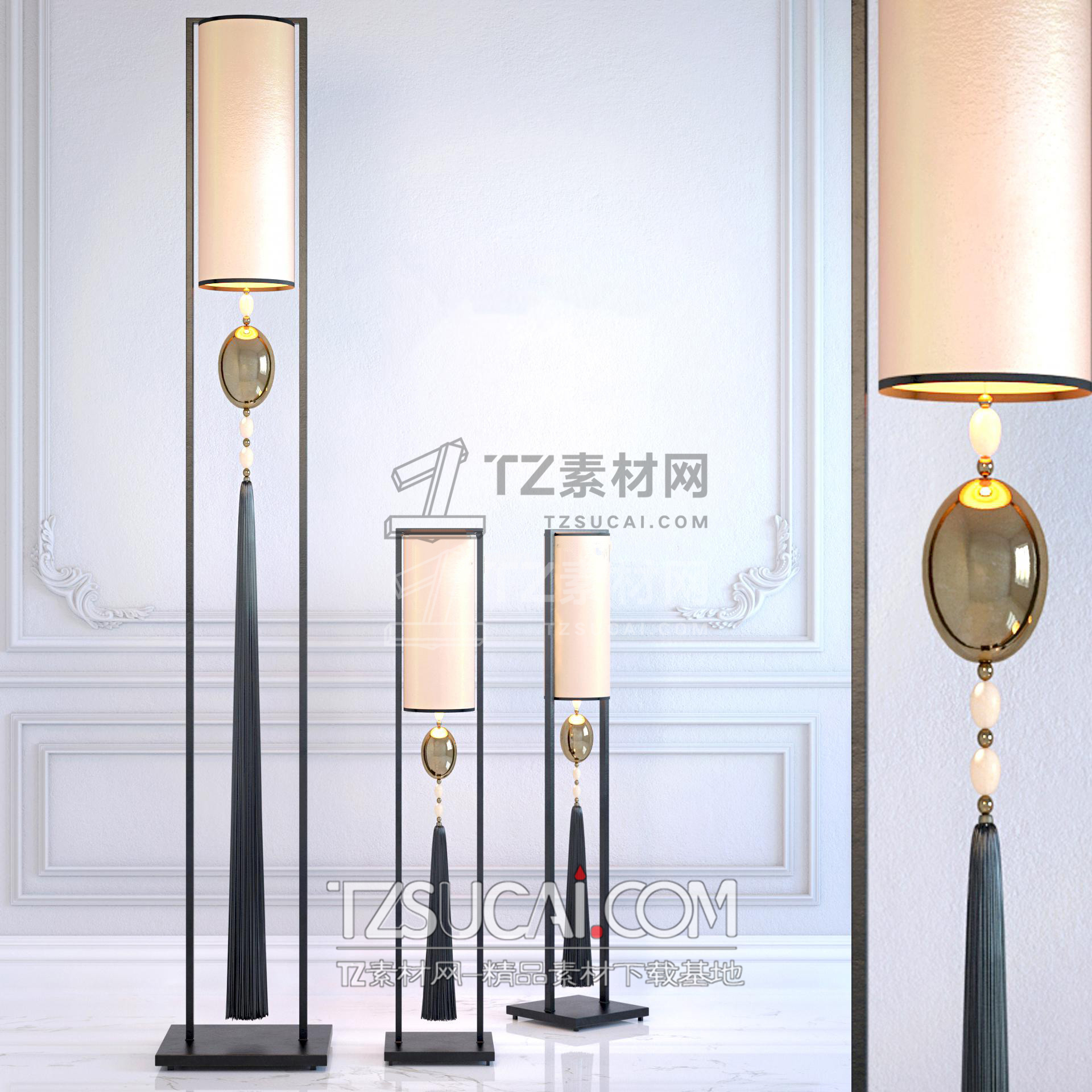 中式落地灯组合3D模型ID：235002.jpg_maps