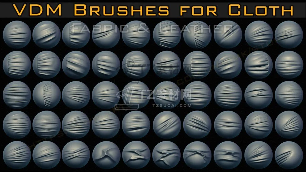 50组VDM 画笔 布料 皮革与织物画笔 张力褶皱 Alpha（4k）第04卷 - 有设计.jpg