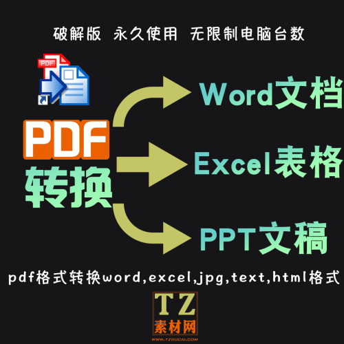 PDF格式文件转化转换为办公word文档excel表格ppt文稿jpg图片cad